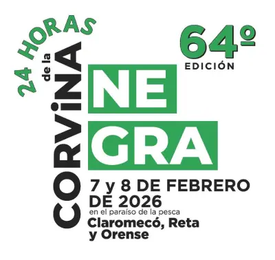 Logo del concurso de pesca denominado 'Las 24 horas de la corvina negra' a realizarse en las playas de Claromecó, Reta y Orense